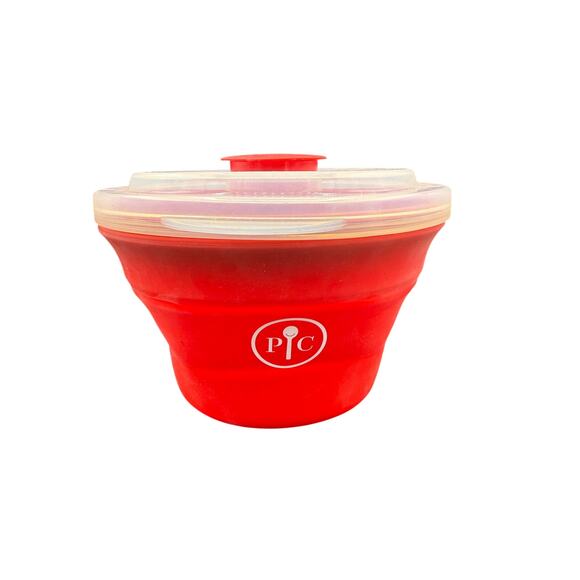 🍲 Pampered Chef PC Red Microwave Bowl w/ Clear Lid Meal Prep Container - Picture 4 of 4